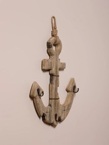 Decorațiune ancoră suspendată din lemn de paulownia, H63,5 cm