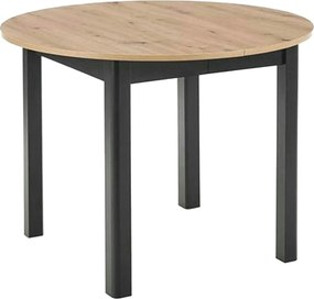Masa extensibila RINGO, stejar/negru, PAL laminat, 102/142x102x76 cm