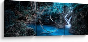 Tablou - Noaptea magică în pădurea tropicală (cu ceas) (90x30 cm)