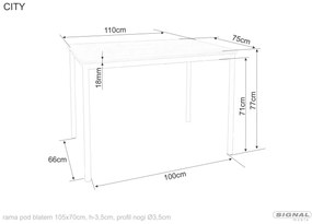 Masa City stejar artizan/negru L110xl75 cm
