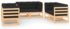 3083765 vidaXL Set mobilier de grădină cu perne, 6 piese, lemn masiv de pin