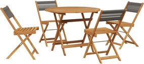 vidaXL Set mobilier de grădină 5 piese polipropilenă gri/lemn masiv