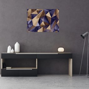 Tablou pe sticlă - 3D triunghiuri de lemn (70x50 cm)
