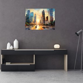 Tablou pe sticlă - Pictura orașului (70x50 cm)