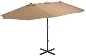 Umbrelă soare exterior cu stâlp aluminiu gri taupe 460x270 cm