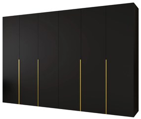 Dulap de haine 300 cm Alice 1 (Negru + Auriu). 1126142