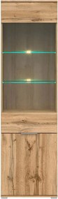 Vitrina ZELE, stejar wotan, PAL laminat, 56x41x195 cm