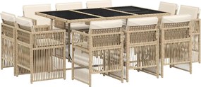 vidaXL Set mobilier de grădină cu perne, 11 piese, bej, poliratan