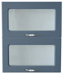 Corp superior vitrina 60 cu 2 usi orizontale Zebra MDF albastru drept