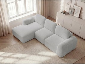 Colțar gri deschis extensibil/cu spațiu de depozitare cu tapițerie din țesătură bouclé (cu colț pe partea stângă/cu șezlong) Montaigne – Bobochic Paris