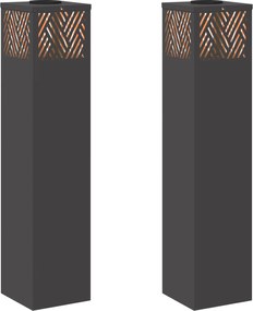 vidaXL Lumină LED Solară pentru Alei 2 pcs Negru Oțel laminat la rece