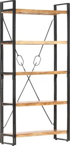 vidaXL Bibliotecă cu 5 rafturi, 90 x 30 x 180 cm, lemn masiv de acacia