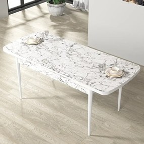 Masa de bucatarie extensibila dining, alb marmurat, 170 x 80 cm