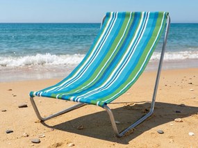 Sezlong pliabil de plaja SAND, albastru-alb