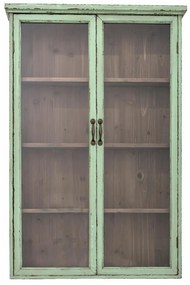 Dulap din lemn masiv cu vitrina din sticla securizata, verde patinat, Hazem