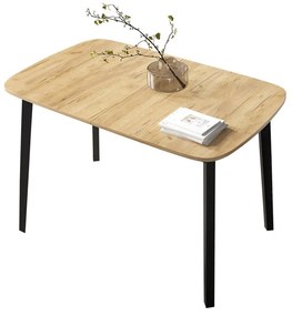 Masă sufragerie extensibilă 130 cm Grospan S 130x80 (Stejar craft auriu + Negru) (pentru 4-6 persoane). 1105346