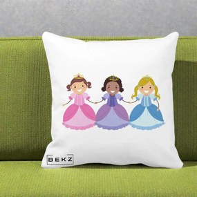 Perna Personalizata Printese Diverse Ilustratie, 40x40 cm, Alba Mata, Husa Detasabila, Perna Inclusa, BEKZ®