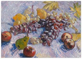 Tablou pe sticlă - Vincent van Gogh, Grapes, Lemons, Pears, and Apples, reproducere (70x50 cm)