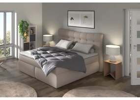Pat saltea boxspring SOFIA 180x200 cm, bej, cu topper inclus