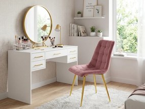 OFERTA Scaun de masa SPLIT VELVET cu picioare aurii, roz inchis calitatea II