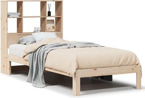 vidaXL Pat cu bibliotecă fără saltea, 90x200 cm, lemn masiv pin