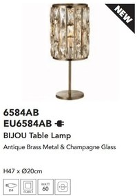 Veioza, Lampa de masa design modern Bijou alama antic/ champagne