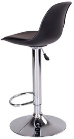 Taburet de bar Trondheim, piele PU, negru, picioare cromate