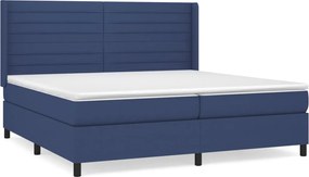 vidaXL Pat box spring cu saltea, albastru, 200x200 cm, textil