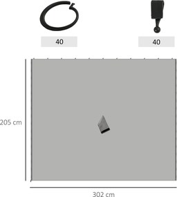 Outsunny Perdea de schimb pentru pavilion, set de 4, pentru pavilioane 3x3m, 302x205cm, Gri deschis | Aosom Romania