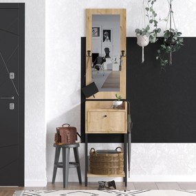 Set mobilier pentru hol Oliver 39 (Nuc + Negru). 1073488