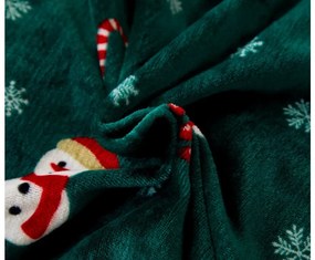 Lenjerie de pat din microplus SNOWMAN AND GINGERBREAK verde + cearsaf din microplus SOFT 90x200 cm negru