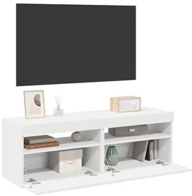 vidaXL Comode TV cu lumini LED, 2 buc., alb, 60x35x40 cm