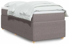 vidaXL Pat box spring cu saltea, gri taupe, 90x200 cm, textil
