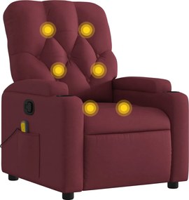 vidaXL Fotoliu de masaj rabatabil, roșu vin, material textil