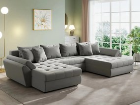 Colțar extensibil dumonde cu ladă de depozitare si sezut confortabil din spuma high-density, Loana U Royal Grey 355x185 cm