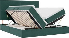 vidaXL Pat cu storage cu saltea Verde închis 200 x 200 cm Catifea