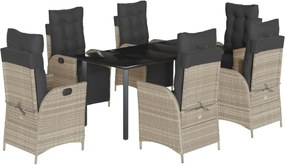 vidaXL Set mobilier de grădină cu perne, 7 piese gri deschis poliratan