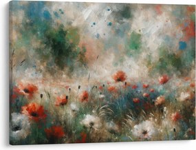 Tablou – Abstracție de câmp cu maci (70x50 cm)