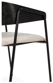 Set de scaune de sufragerie negru/bej cu cotiere 2 buc. tapițat Cora – MOME