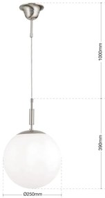 Lustra, Pendul realizat manual ARTDESIGN 25cm, crom satinat/ alb opac