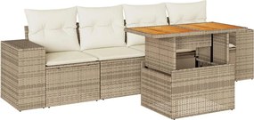 vidaXL Set canapele de grădină cu perne, 5 piese, bej, poliratan