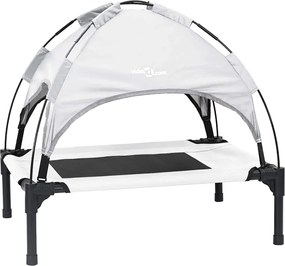 vidaXL Pat pentru câini Manual Gri argintie 76 x 62 x 70,5 cm Oțel