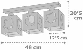 Plafonieră pentru copii Dalber 63233NE MOONLIGHT 3xE27/60W/230V