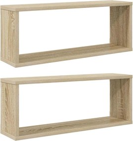 vidaXL Rafturi de perete cub, 2 buc., stejar sonoma, 60x15x23 cm, PAL