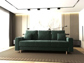 Canapea extensibilă dumonde cu ladă de depozitare si sezut confortabil din spuma high-density, Kronos Euphoria Verde 210x100 cm