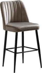 Set 2 scaune bar VENTO, cappuccino/negru, stofa catifelata/metal, 49x4