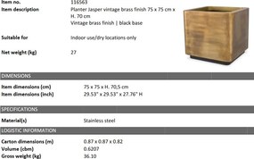 Ghiveci, Vas decorativ din otel inoxidabil Jasper 75x75cm