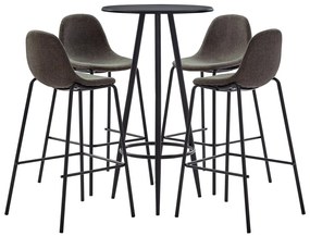 vidaXL Set mobilier de bar, 5 piese, gri închis, material textil