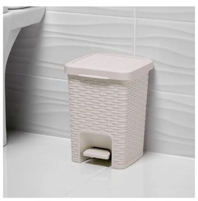 Coș cu pedale pentru baie Addis Rattan Pedal Bin Calico, 6 l, crem