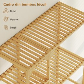 HOMCOM Mobilier deasupra mașinii de spălat din bambus cu 7 rafturi reversibile, spațiu economisitor, pentru depozitare și organizare, pentru baie și spălătorie, 100x40x157 cm, culoare lemn | Aosom Romania
